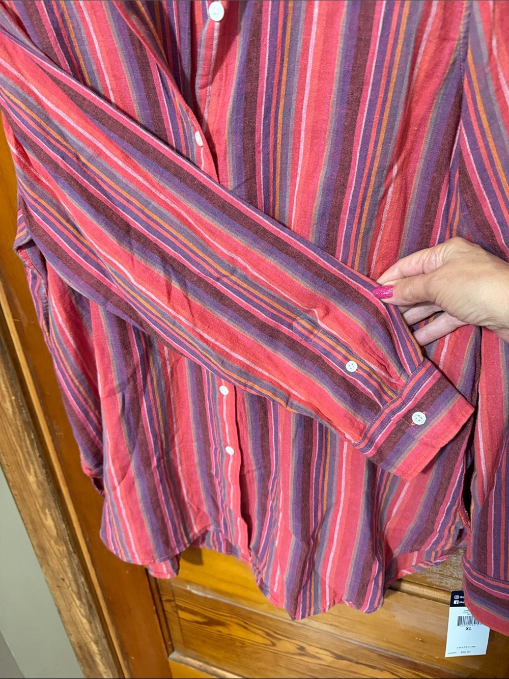 NWT Women’s Chaps Long Sleeved Full Button Shirt Linen/Cotton Size XL - Picture 3 of 6